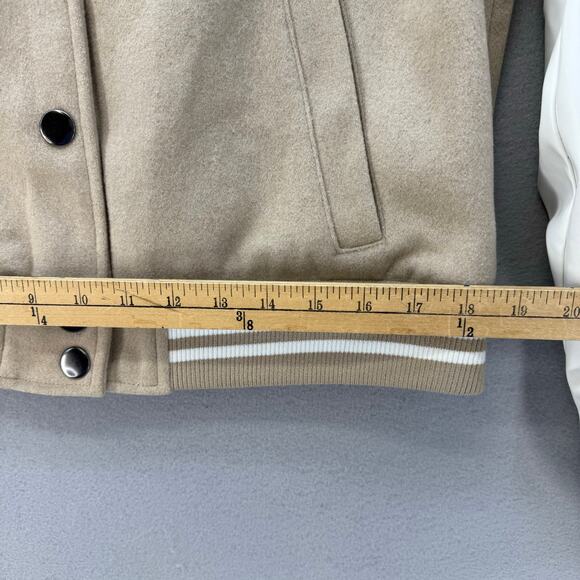NWT True Religion True Varsity Jacket Women's L Tan White Preppy Y2k 600011 - Picture 12 of 12